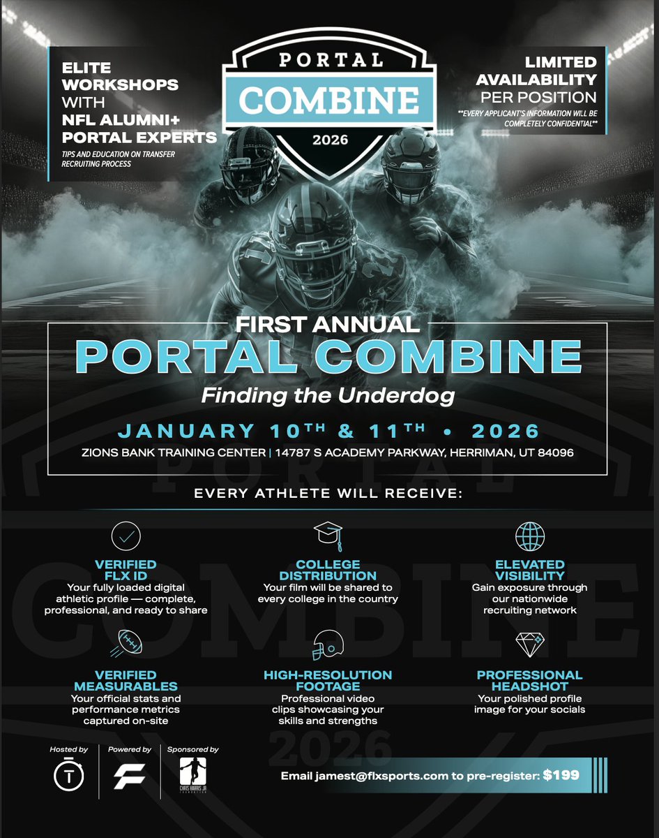 portalcombine's tweet photo. @Dariohbalisidy4 Sign up for the First Portal Combine and step into the spotlight! Get new film + get connected to every college in the country! #FLXSports #TrackitVerified #PortalCombine #JUCOtoD1 #TransferPortal #GetSeen https://t.co/T1jBr5Sjlk