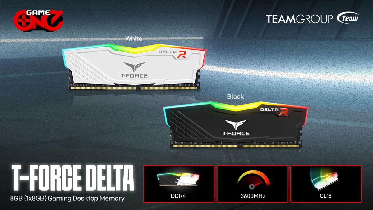 gameoneph's tweet image. Glow up your setup with the TeamGroup T-Force Delta RGB DDR4 8GB, wide-angle RGB, sleek design, and smooth performance. Available in Black and White!

🛒Shop Now: bit.ly/3IEYizO

#RGBLighting #PCGamingSetup #CustomPCBuild #RGBUpgrade #gamoeneph