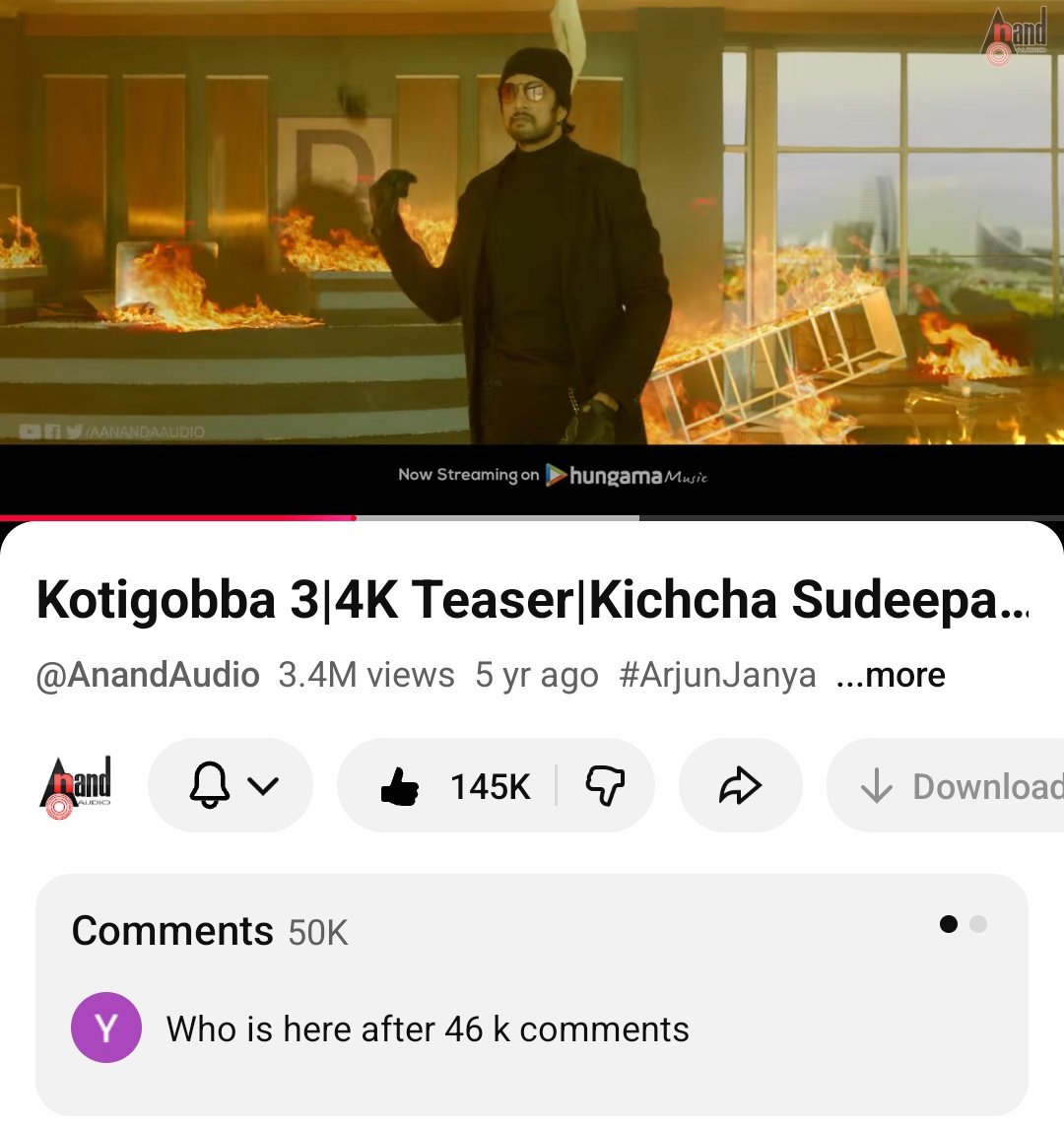 #Kotigobba3 - Teaser Hits 50K Comments On YouTube 💥🔥

Throwback 😵

#MarkTheFilm #KicchaSudeep 
#BRBFirstBlood <a href="/KicchaSudeep/">Kichcha Sudeepa</a>
