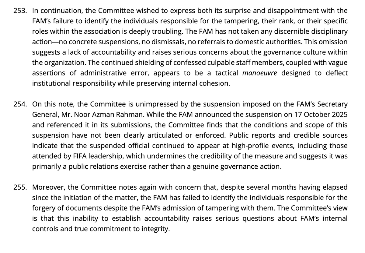 imnormgoh's tweet photo. FIFA's official decision on Football Association of Malaysia (FAM) appeal is very damning. 

Looking at these, what is the next course of action by the government, especially the Home Affairs Ministry on this?
https://t.co/Isc26QJD98 https://t.co/SJP2FLwbOs