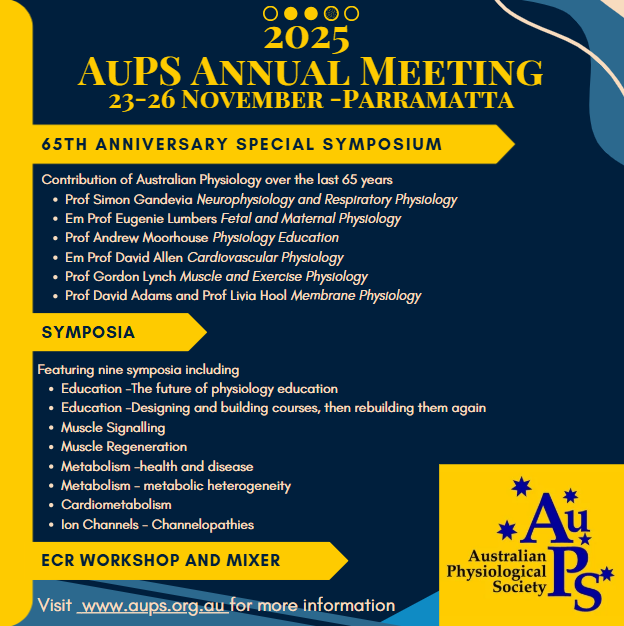 7 days to go! 🎉 AuPS Annual Meeting lands in Parramatta on 23–26 Nov.
Share the excitement — post during the event using #AuPS2025 for a chance to win prizes (best photo, most creative post, most interactions).
 See you soon! 👩‍🔬🧪 #AuPSParramatta #Physiology