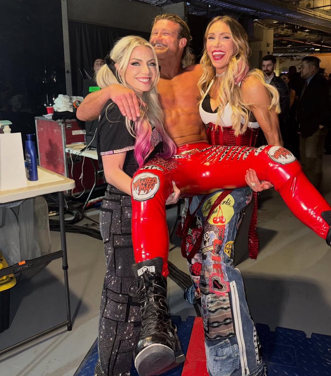 FlairFantasy's tweet image. Charlotte Flair &amp;amp; Alexa Bliss backstage at RAW with Dolph Ziggler/Nic Nemeth. 🥹♥️
