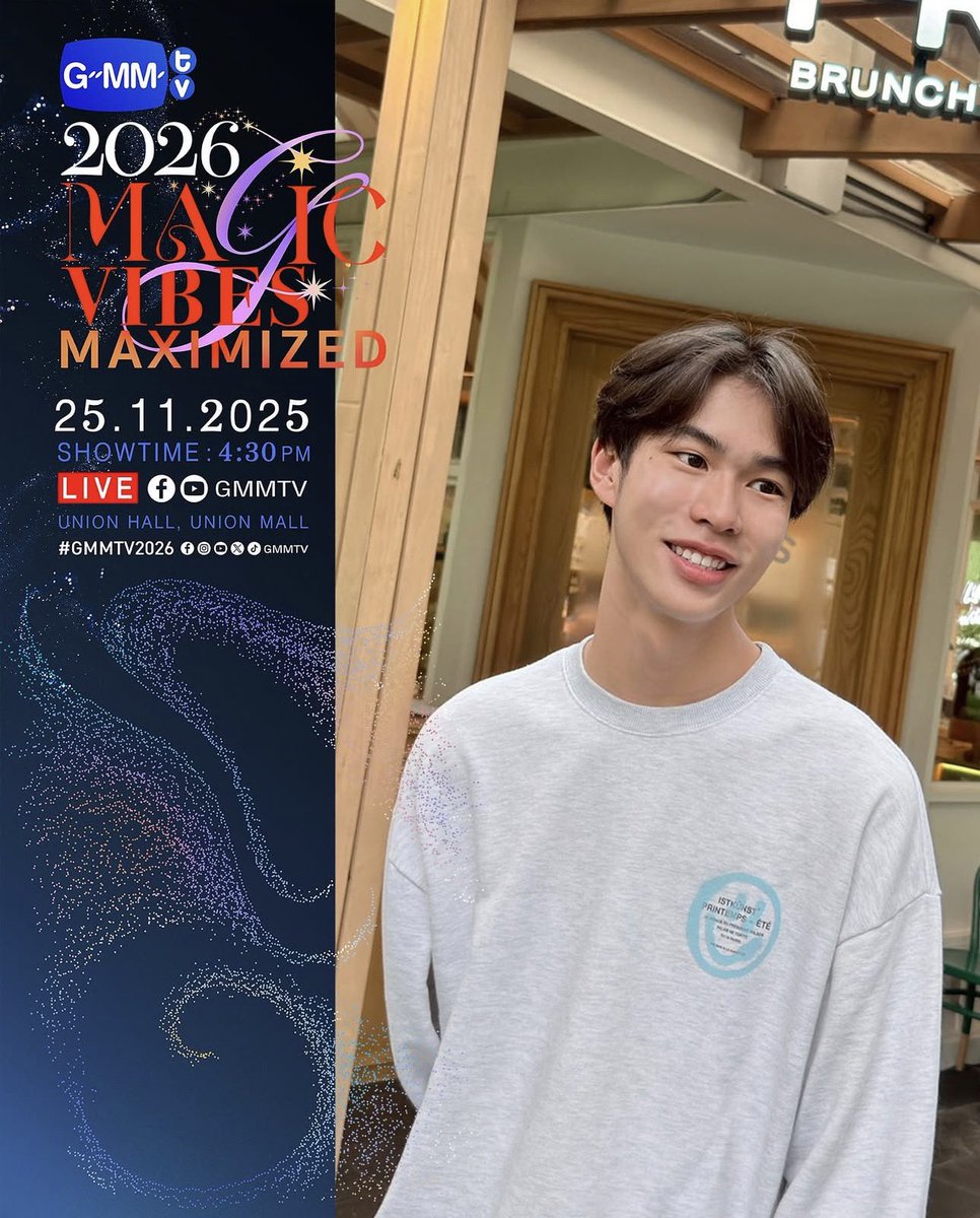 GMMTV2026 MAGIC VIBES MAXIMIZED
งานเปิดตัว Content ใหม่ของ GMMTV ตั้งแต่ปี 2026 เป็นต้นไป

25.11.25
SHOWTIME: 4:30 PM

WE ARE GOING LIVE 4:30 PM [Bangkok Time]

VENUE: Union Hall, Union Mall

#GMMTV2026 
｡˚ #_titxnn <a href="/titxn567/">titxn</a> 
#titanchayuth  ♡༝꒱🪄👦🏻
