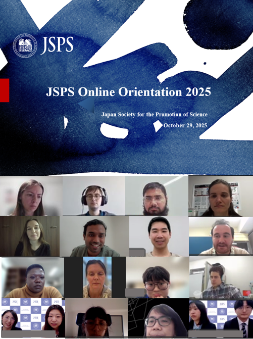 jsps_sns's tweet image. 【イベント】10月29日（水）、日本に初めて長期滞在する外国人特別研究員向けのオンラインオリエンテーションを開催しました✨先輩研究員による日本での研究生活経験やアイディアの共有に加え、防災や日本文化に関する講演も行われました。参加者間の交流も盛況でした😊
#JSPS #外国人特別研究員