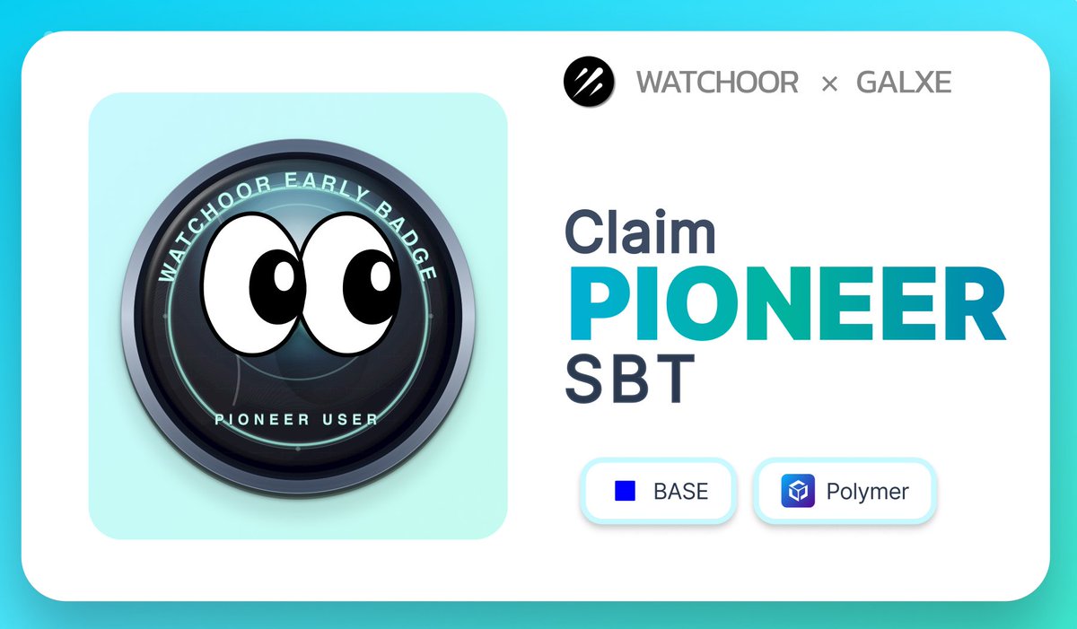 GoWatchoor's tweet image. Meet Watchoor on @Galxe 🌌

Complete the quest and mint your Pioneer SBT.

You’ll be counted as an early user until Dec 17.

Claim here 👉 app.galxe.com/quest/S8vevffi…