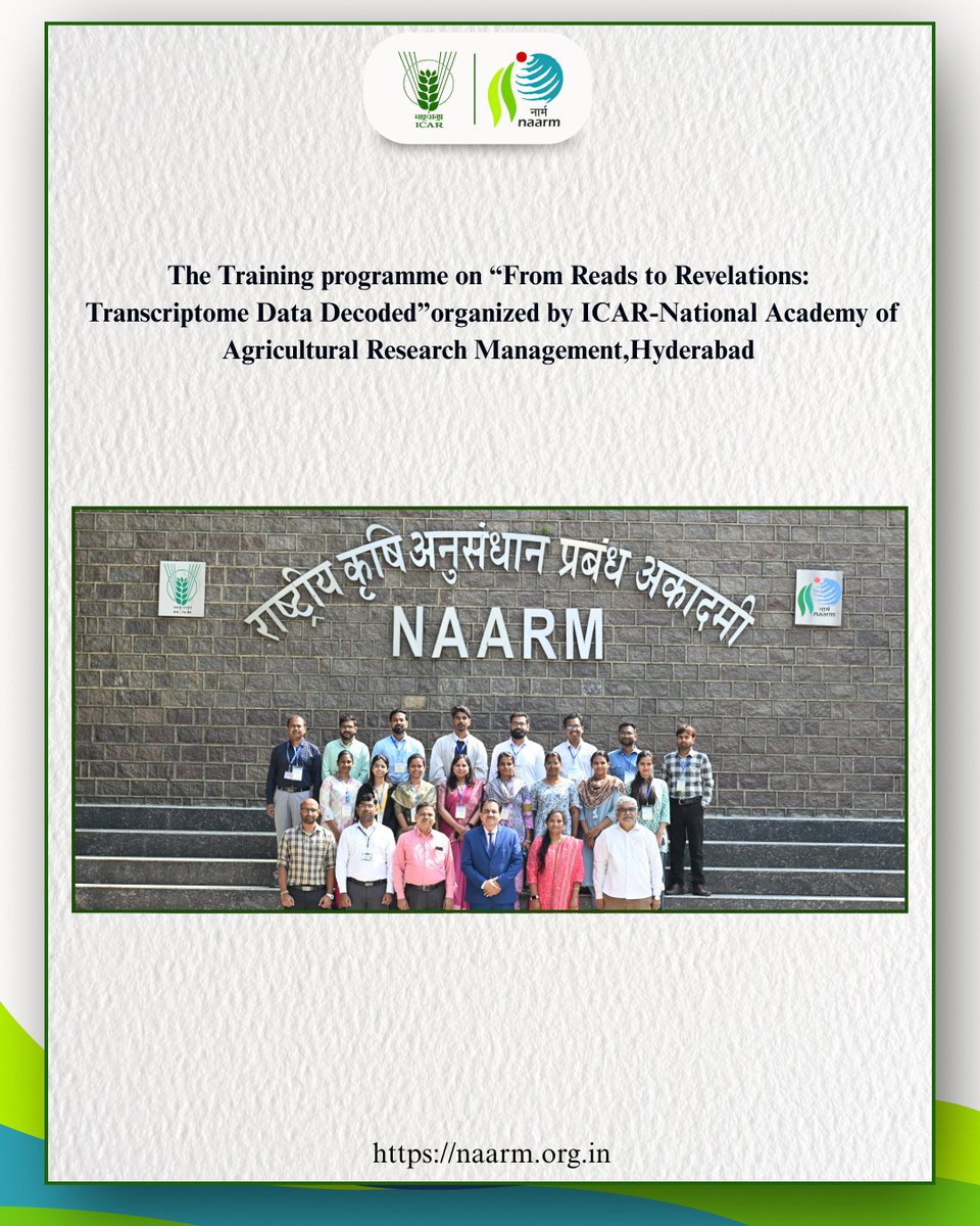 NaarmIcar's tweet image. Training Programme on Transcriptome Data Analysis Concludes at ICAR–NAARM
naarm.org.in/wp-content/upl…
@icarindia 

#ICAR #NAARM #Transcriptomics #Bioinformatics #Genomics #ScientificTraining #AgriResearch #ReadsToRevelations #CapacityBuilding
#DataAnalysis #ResearchSkills