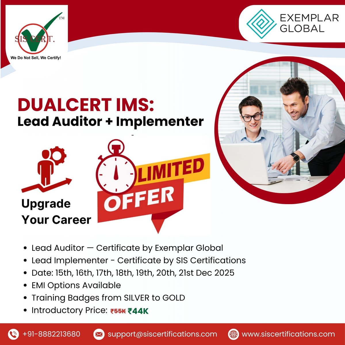 siscert's tweet image. #DualCertIMS : Become a Certified #LeadAuditor &amp;amp; #LeadImplementer –Upgrade Your Skills, Earn Training Badges, &amp;amp; Transform Your Career with Global Recognition!Register - forms.gle/mw7G5d46MUQRy5…
Call us:- +91-8882213680 , Email us:- training@siscertifications.com
#SISCertifications