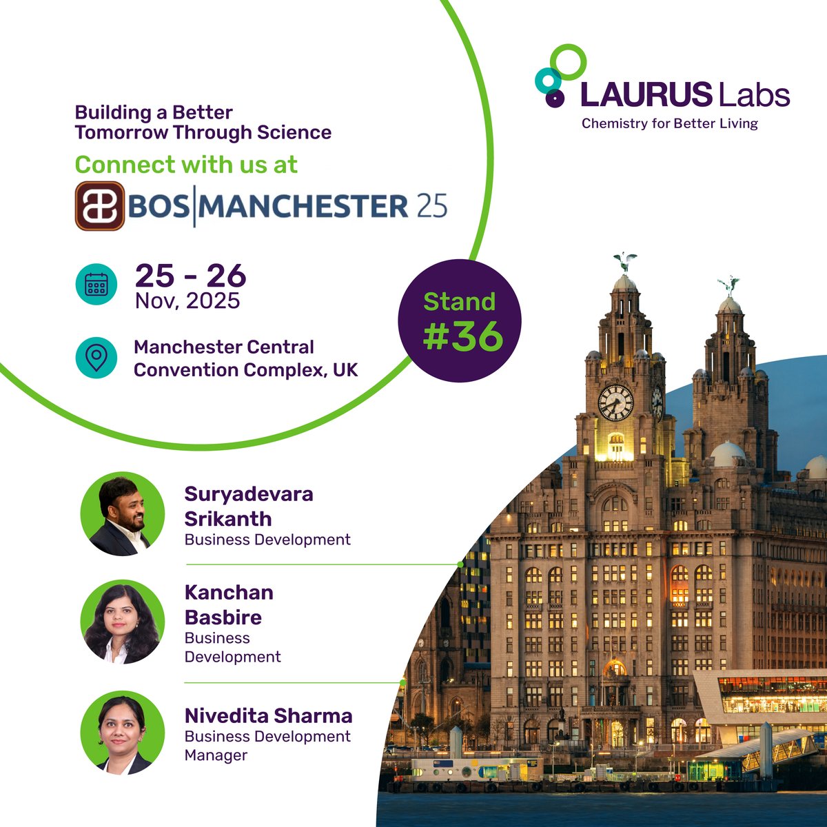LaurusLabs's tweet image. Laurus Labs will be present at the BOS Manchester Conference happening from November 25–26 in Manchester. Drop by Stall No. 36 to learn more about our offerings. #LaurusLabs #BOSManchester #CDMO #PharmaSolutions