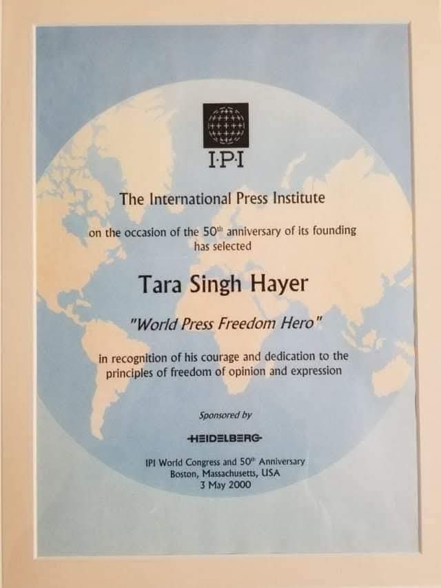 DaveHayer's tweet photo. Friends and supporters Today marks a very sad day. My father Tara Singh Hayer was an Indo-Canadian Times Punjabi Weekly Newspaper’s editor and publisher, who was assassinated in Surrey, Canada on November 18, 1998 after reporting about terrorism

https://t.co/K6dtjNKGNs https://t.co/Gn8OxovqIX
