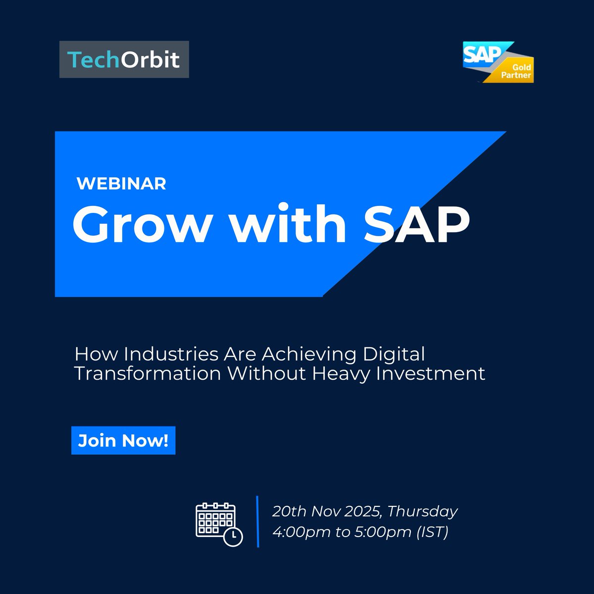 TechorbitL's tweet image. Grow with SAP: Digital Transformation
Ready to make that shift?
𝗥𝗲𝗴𝗶𝘀𝘁𝗲𝗿 𝗵𝗲𝗿𝗲 𝗳𝗼𝗿 𝗙𝗥𝗘𝗘: tinyurl.com/3m79db78
𝗟𝗜𝗠𝗜𝗧𝗘𝗗 𝗦𝗘𝗔𝗧𝗦!
𝟮𝟬𝘁𝗵 𝗡𝗼𝘃 𝟮𝟬𝟮𝟱 | 𝗧𝗵𝘂𝗿𝘀𝗱𝗮𝘆 | 𝟰:𝟬𝟬𝗽𝗺 𝘁𝗼 𝟱:𝟬𝟬𝗽𝗺 (𝗜𝗦𝗧)

#Webinar #GrowwithSAP