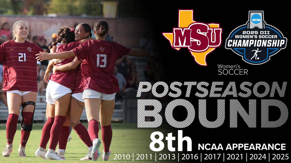 ⚽️NCAA TOURNAMENT | <a href="/MSUTXWSoc/">Midwestern State Women’s Soccer</a> earned the No. 6 seed in the South Central Region and travels to Golden, Colo., to face UCCS in the first round of the NCAA Division II Championship. Kickoff is scheduled for Friday at 4 p.m. CST.
msumustangs.com/news/2025/11/1…