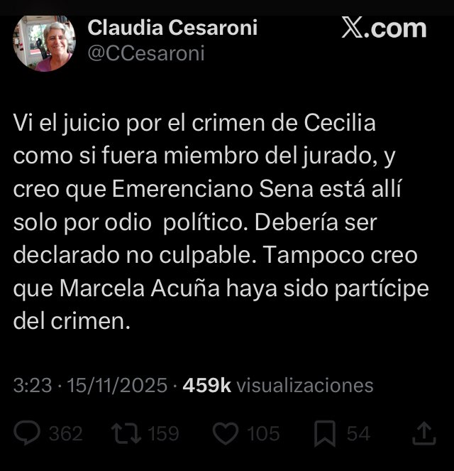 Propongo que <a href="/CCesaroni/">Claudia Cesaroni</a> sea declarada la hija de puta del año.