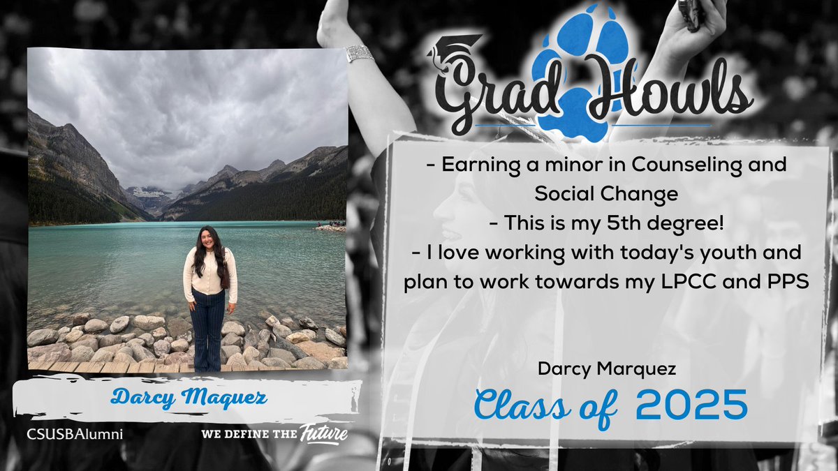 CSUSBAlumni's tweet image. Give a big Coyote howl for our soon to be graduates 🎓💙 Add your message below to cheer them on.

Submit a Grad Howl at alumni.csusb.edu/gradhowls 🐾