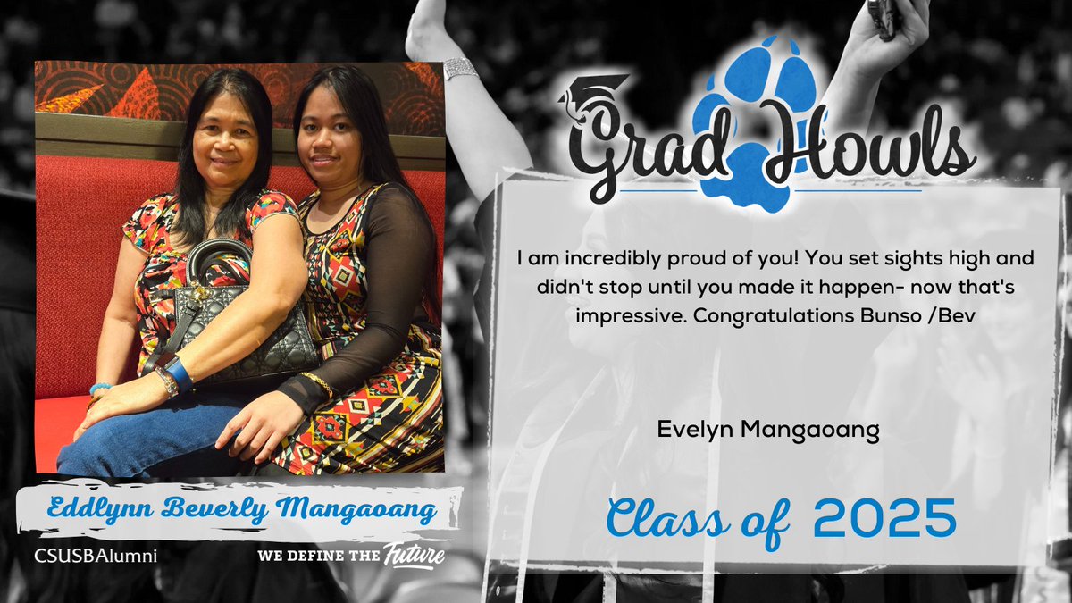 CSUSBAlumni's tweet image. Give a big Coyote howl for our soon to be graduates 🎓💙 Add your message below to cheer them on.

Submit a Grad Howl at alumni.csusb.edu/gradhowls 🐾