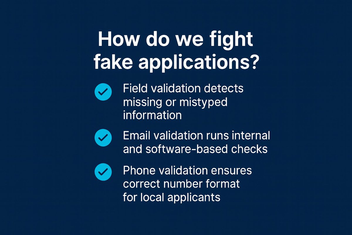 WeAreRefari's tweet photo. 🧠 Smart Candidate Validation — because fake applications waste time.

Refari checks every submission:
✅ Fields filled correctly
✅ Emails verified twice
✅ Phone numbers auto-formatted using geolocation

Only real, valid candidates reach your inbox.

#Refari #RecruitmentTech https://t.co/GGs1cUzGNZ