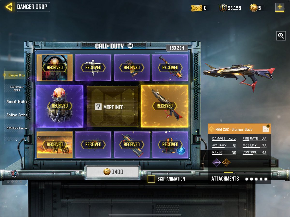 Liverecordcodm's tweet image. KRM-262 just dropped and it’s looking nasty 😤 Worth the CP or skip? #CallofDuty