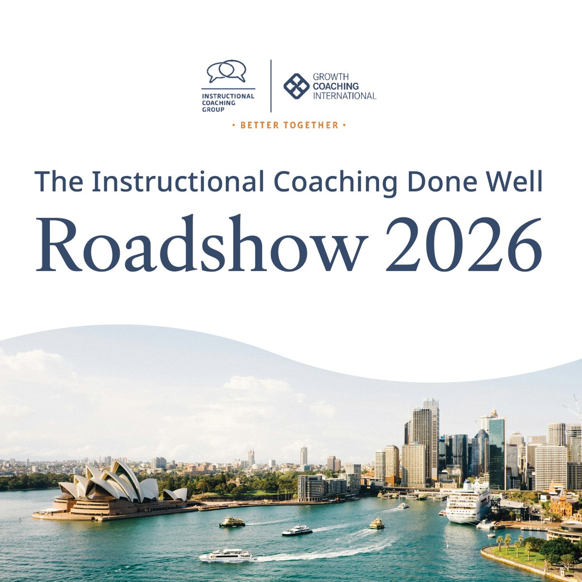 gcieducation's tweet image. First stop on the Australian leg of the 2026 Instructional Coaching Done Well Roadshow - Sydney 🚗

Across 2 energising and practical days, participants will join Jim Knight to explore a blueprint to set up #instructionalcoaching to work effectively *now*

growthcoaching.com.au/courses/instru…