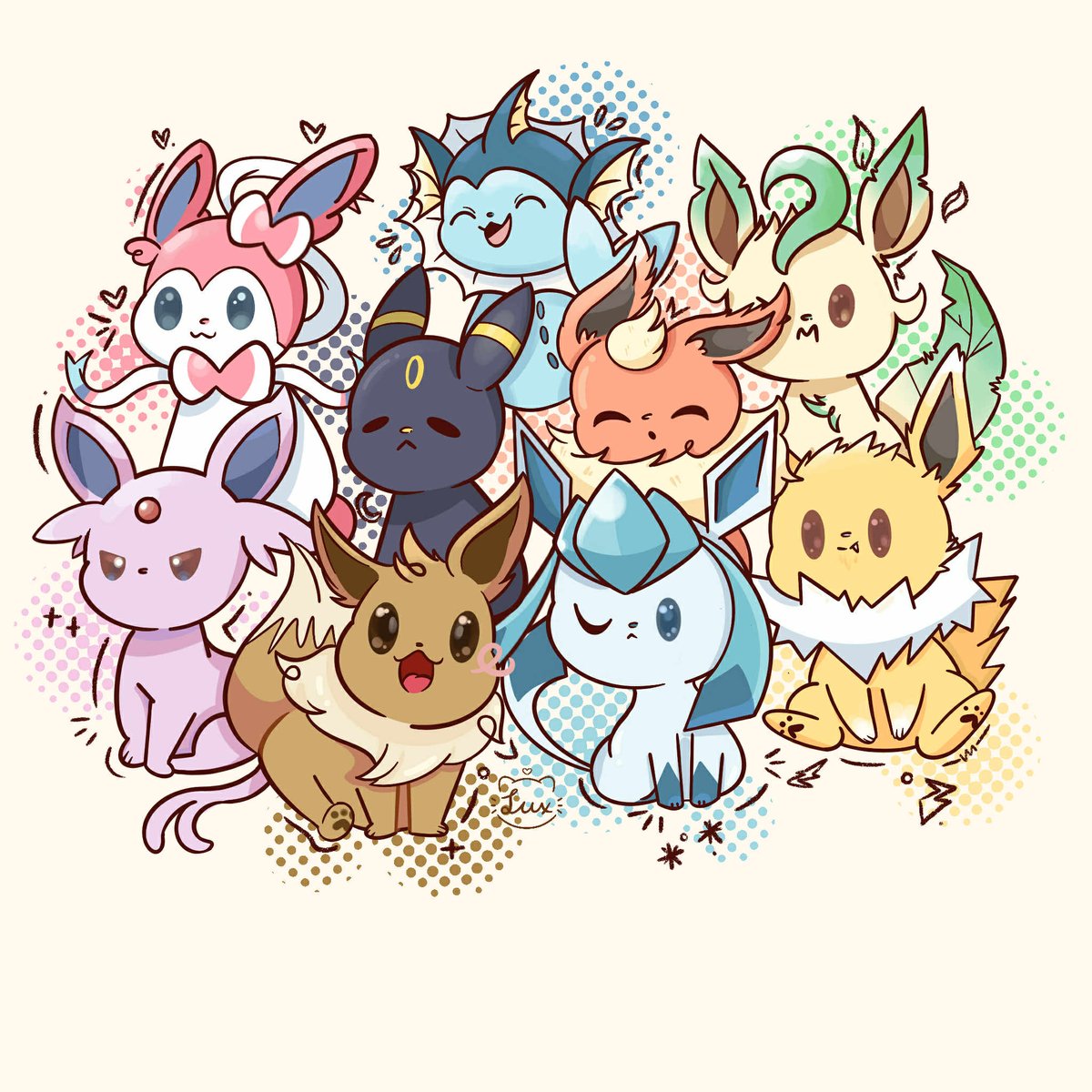 lux_116_'s tweet image. Todas las evolución de eevee 

#Pokemon #Eeveelution #Eevee #fanart #drawing