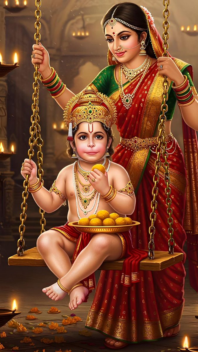 दैत्यविघातक , संकट नाशक
रामदूत जय मंगल कारक

लड्डू लेकर हाथ में, हर्षित अंजनि लाल।
मंद मधुर मुस्कान है, मोहक ललित-ललाम।।
- सुनीता पाण्डेय 'सुरभि'ⓢ

जय जय हनुमान गोसाईं 🚩