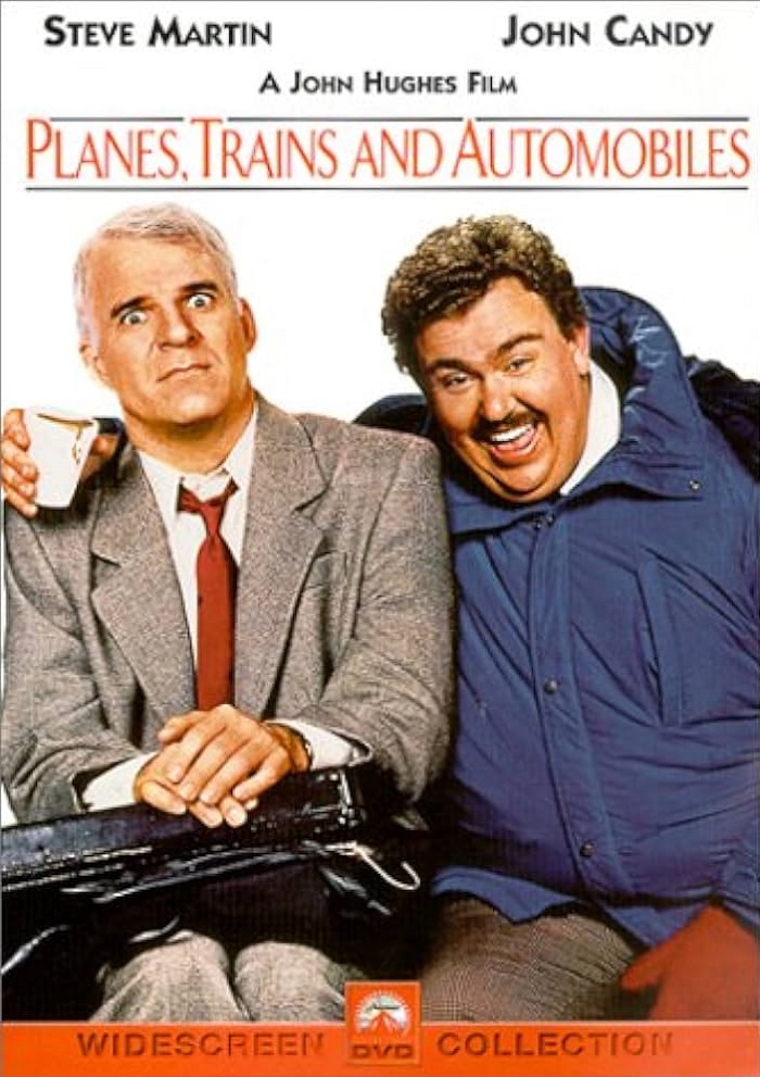 Planes, Trains &amp; Automobiles (1987)

The scenes at night on the highway were filmed in central California. Fake snow was applied to the sides of the roads to make it appear as a Midwest winter.