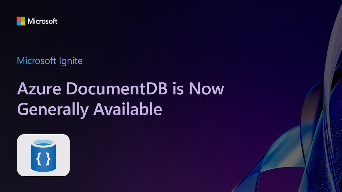 AzureCosmosDB's tweet image. Azure DocumentDB is now GA! A fully managed, MongoDB-compatible database service built on open-source tech and governed by the Linux Foundation.
✔ Multi-cloud flexibility
✔ Predictable cost control
✔ Enterprise-grade security
Start building faster with familiar MongoDB skills…