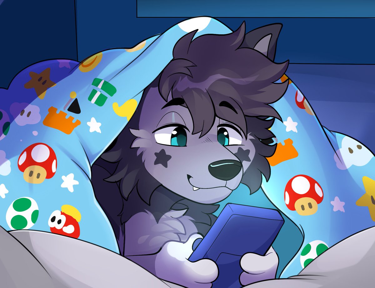 WuskyWizzy's tweet image. All comfy under my Mario blanket playing my video games 🥰

🎨 @EctoDrool