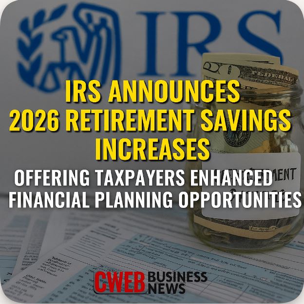 cweb's tweet image. IRS Announces 2026 Retirement Savings Increases, Offering Taxpayers Enhanced Financial Planning Opportunities: CWEB Business News cweb.com/irs-announces-…