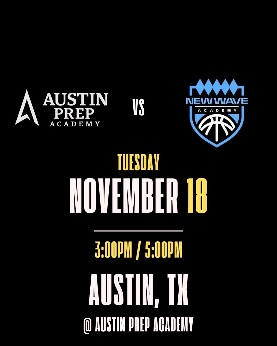 AustinPrepAcad's tweet photo. Come out on Tuesday to watch AUSTIN PREP PLAY IN AUSTIN! Austin Prep Academy @AustinPrepAcad will play at home on Tuesday, November 18th against New Wave Academy at 3pm &amp; 5pm.

#austinprepacademy #austin #texas #ballislife #basketball https://t.co/Rxdm019g9M