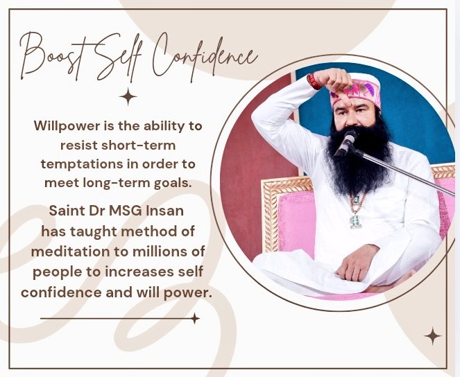 Lack of self confidence &amp; belief often leads to depression, anxiety which attracts major diseases. Practicing  meditation along with pranayam makes a person mentally strong &amp; high on self-confidence &amp; willpower. - Saint Gurmeet Ram Rahim ji. #TipsToBoostConfidence