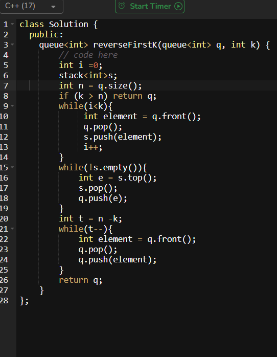 Kaushal__marcus's tweet image. #Day16 of DSA Problem: Reverse first K of a Queue

Subah uth ek ek DSA question ho jae 🍵🍵
Good morning guys 🌅🌅
#GoodMorning 
@geeksforgeeks
#100DaysOfChallenge #DSA #CPlusPlus #Coding #100daysofcodingchallenge