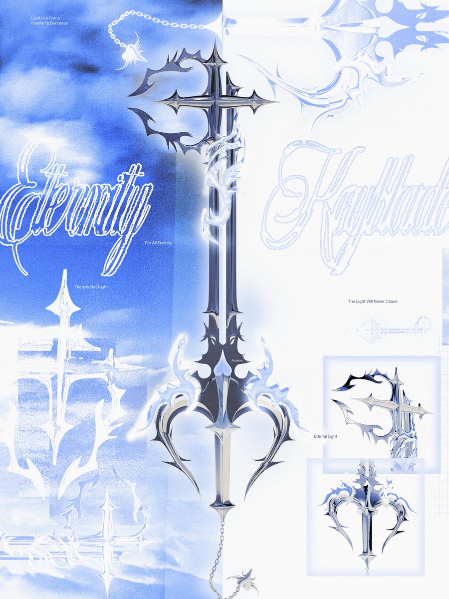 _finalmix's tweet image. eternity key #kingdomhearts 

my first attempt at designing my own keyblade 🤍🗝️