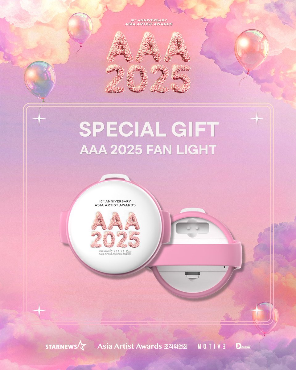 aaa2025_10th's tweet image. #Special_Gift

🎁 AAA 2025 스페셜 기프트를 공개합니다! 🎁

※ 응원봉은 사전에 좌석별로 비치되어있습니다. 별도 수령없이 받아보실 수 있습니다.
※ 응원봉은 좌석별로 개별 맵핑 되어있습니다. 공연 중 활용될 수 있으니 본인 좌석에 있는 응원봉만 사용 부탁드립니다.
※ 응원봉은 12월 6일…