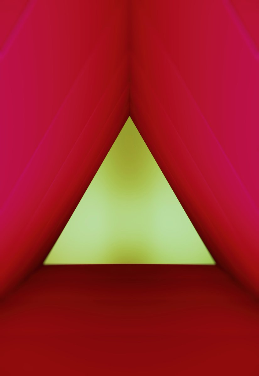 Intimidating Triangular Imitation Part VII.
Another one I took with my camera from within the wooden construction. I lighted the scene with some old colored spotlights to show and play with the dimensions of colors, light, space and time.