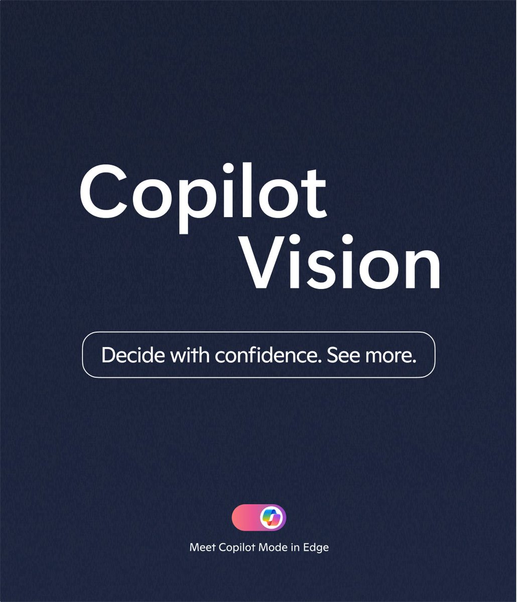 MicrosoftEdge's tweet image. Hands-free browsing made simple.🎙️Copilot Vision can explain what you’re seeing, highlight key details, and help you learn as you go. Right on your page. Right when you need it.