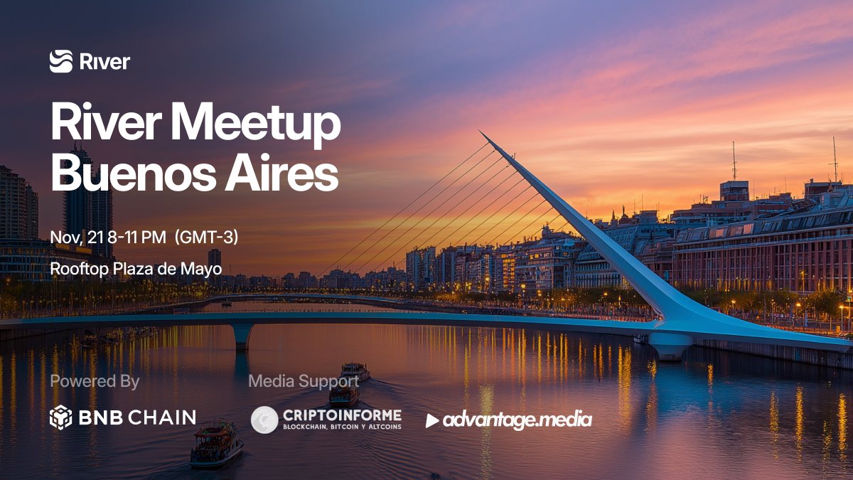 イベント詳細とスポンサーを掲載したブエノスアイレスでのRiver Meetupのポスター