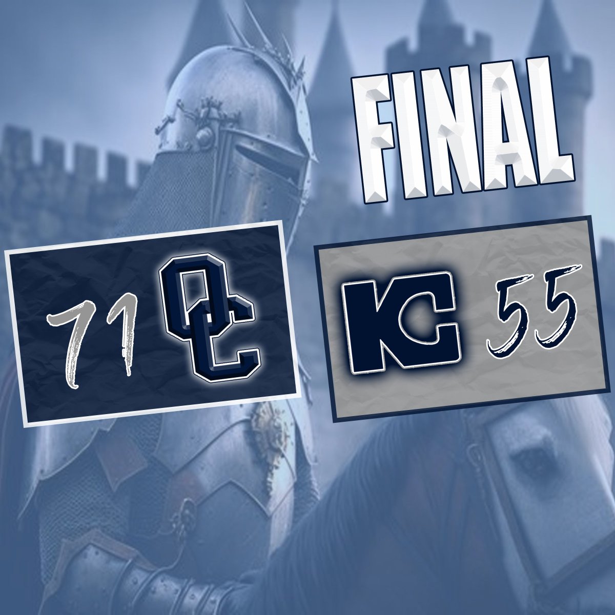 Lady Knights get back in the win column with a 71-55 over the Blue Angels of Kaskaskia.

Lipps 22
Zedalis 19
Jones 8
Roth 5
Ray 5
Gregg 4
Seay 3
Secrest 2
Swift 2

OCC will be back in the Dungeon Friday afternoon at 3:00 CST as they host the Jaguars of Danville!