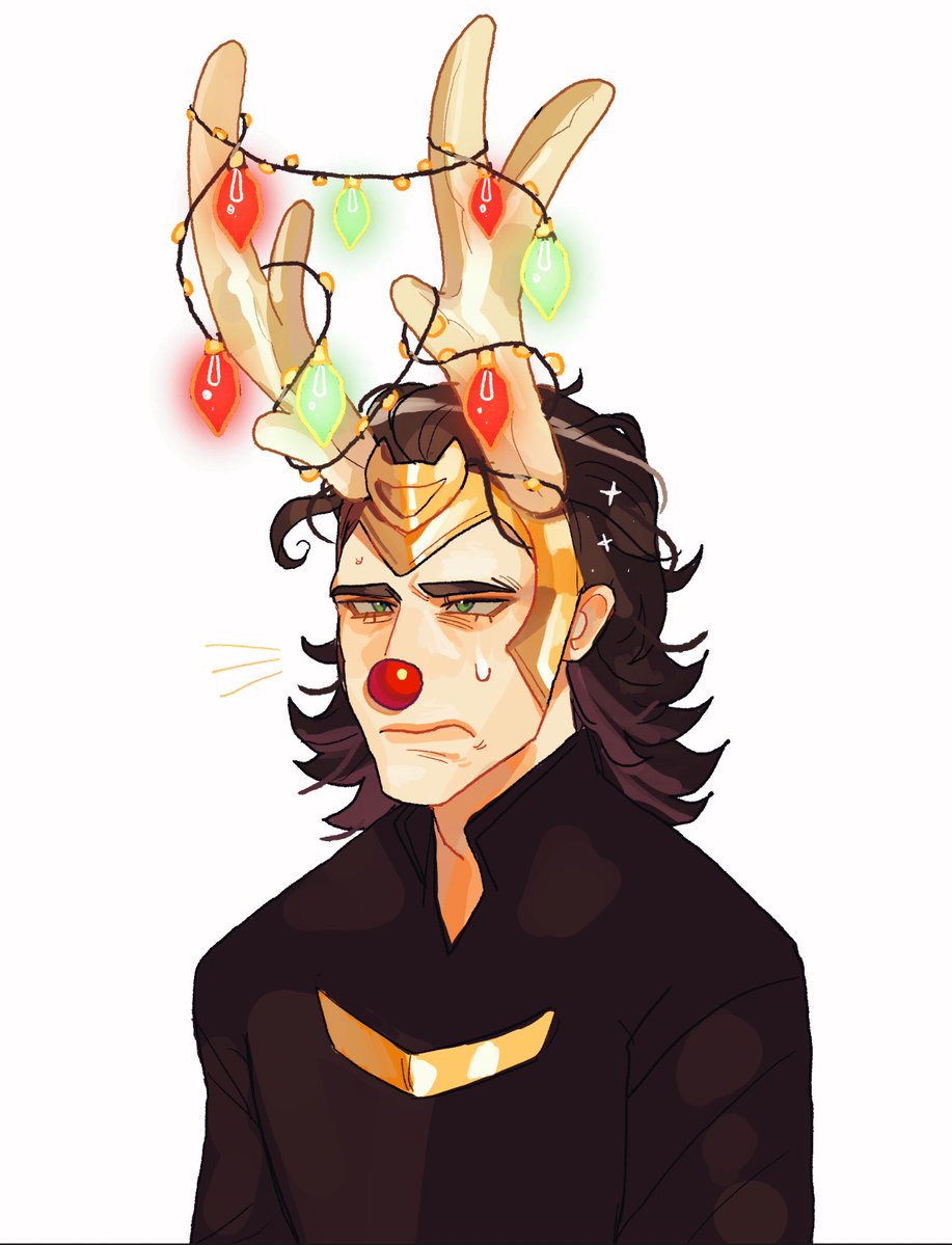 Had some dweeb make fun of me for wearing reindeer earrings in November, so I drew this to deal with my anger in a healthy way 💚
#loki