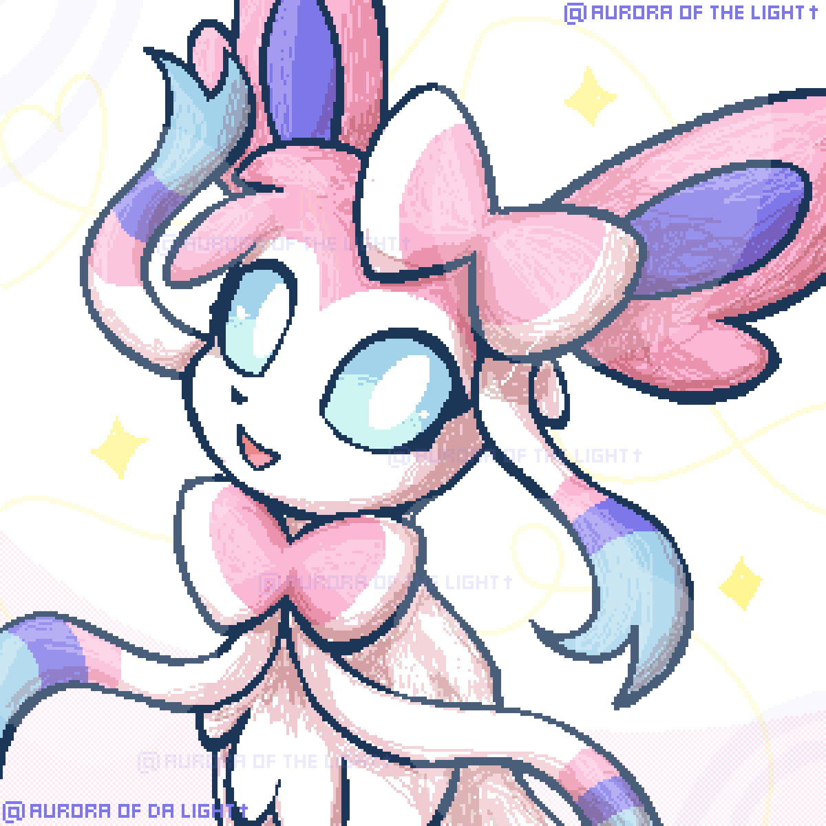 AuroraOFDaLight's tweet image. #Sylveon #Fanart #Eeveelution #pixelart