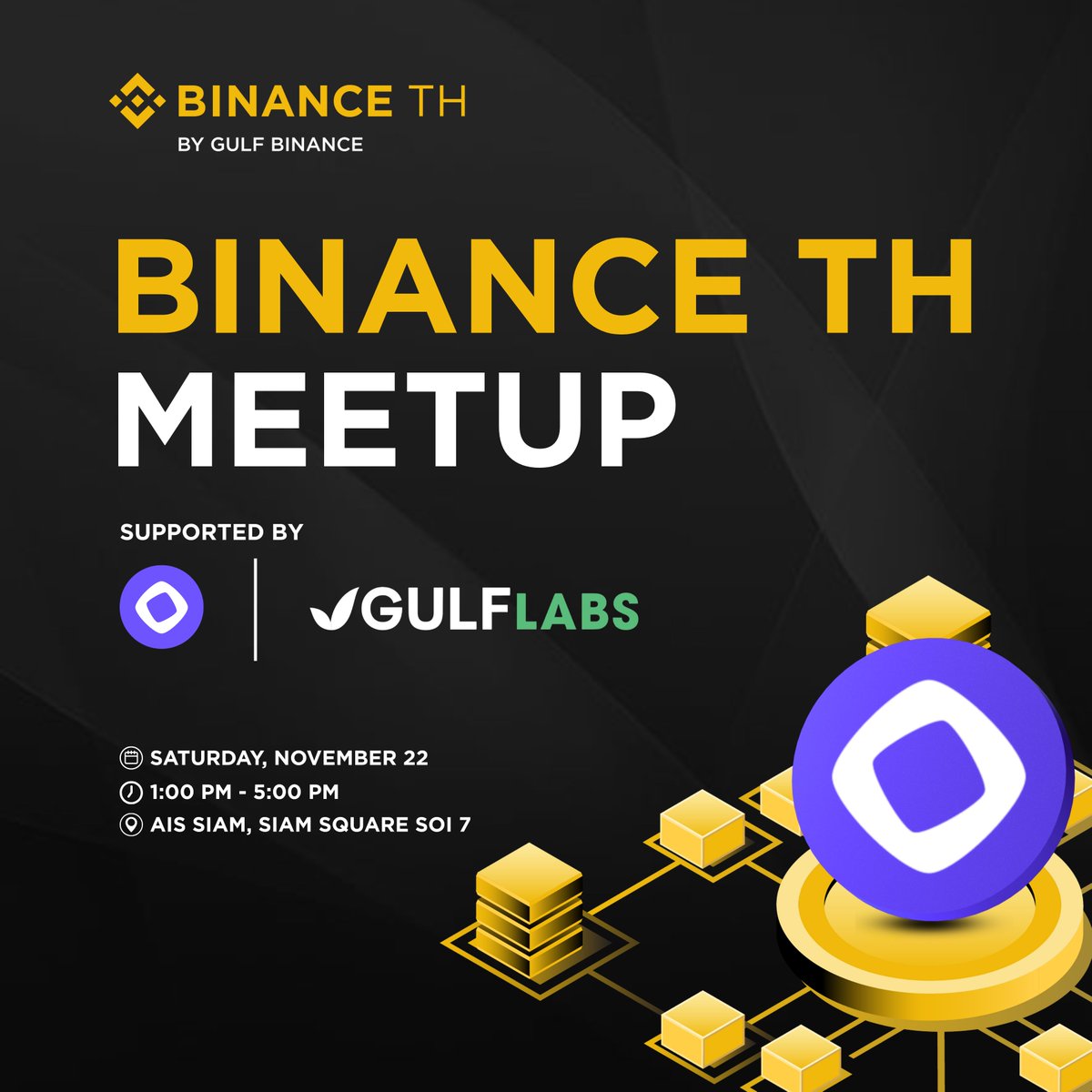 🚀 BINANCE TH Meetup by Monad &amp; GULF Labs✨
มาร่วมงานพูดคุยกับโปรเจกต์ Monad สุดคลูแบบใกล้ชิด พร้อมแลกเปลี่ยนมุมมองเรื่อง Web3 และบล็อกเชน กับผู้ขับเคลื่อนเทคโนโลยีระดับสากล

🟣 ไฮไลท์ในงาน 🟡
✔ เจาะลึกเทคโนโลยีโปรเจกต์ Monad 
✔ รับฟังอินไซด์จากทีมงาน BINANCE TH &amp; GULF Labs
✔