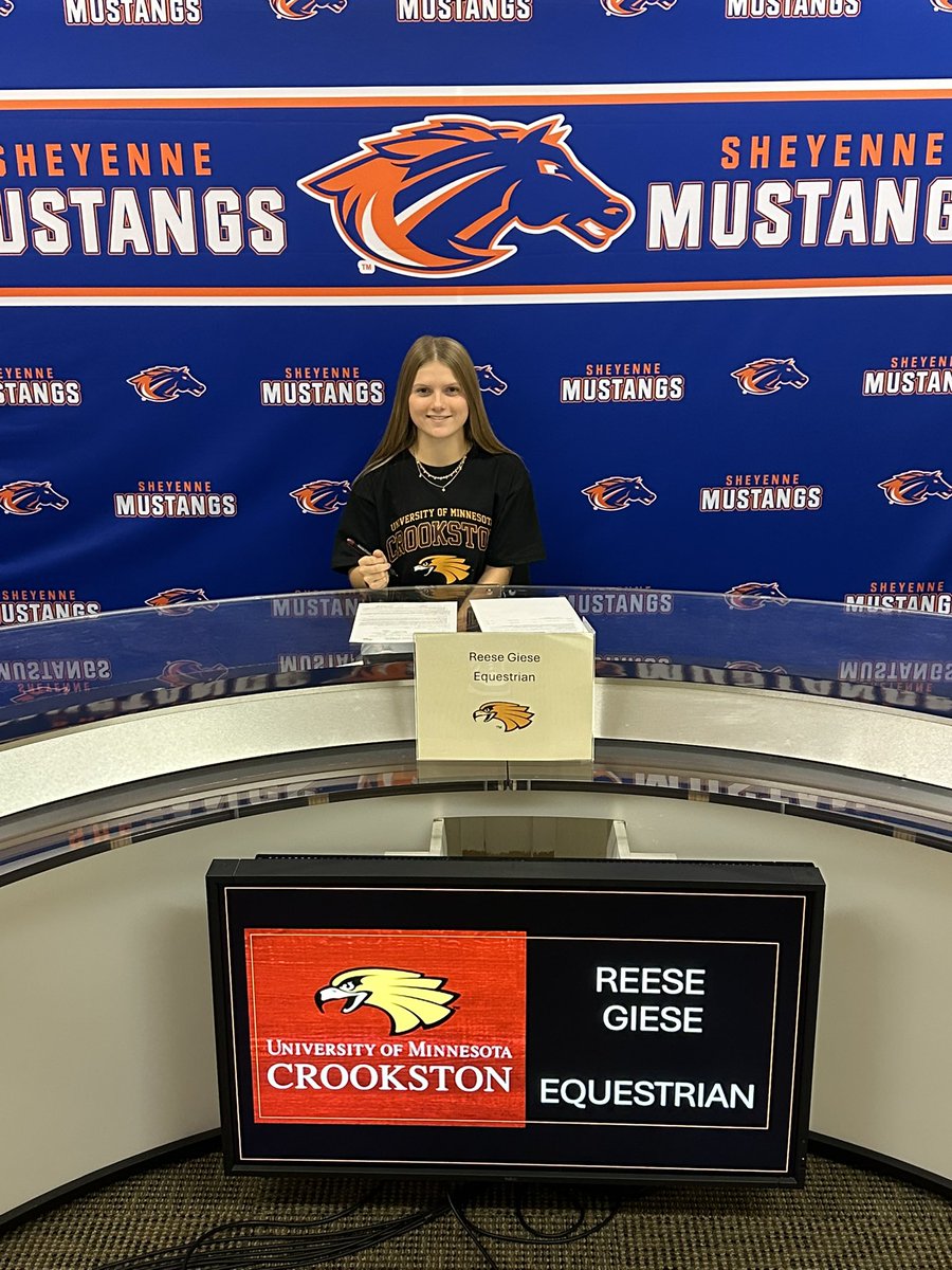 WFMustangAD's tweet photo. Congratulations to Reese Giese on committing to the @UMNCrookstonATH Equestrian team for the upcoming 2026-2027 schools year! Wishing you all the best in this next chapter of life! https://t.co/soX66rtQeg
