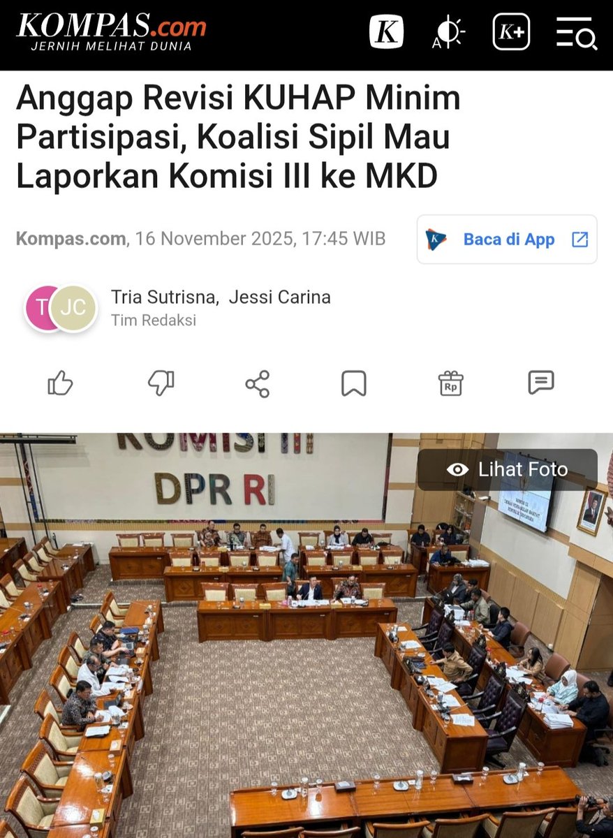Laporan dari Koalisi Masyarakat Sipil terhadap Komisi III ke MKD tidak dianggap, RUU K UH4P tetap akan disahkan. 

Proses penyusunan 
RUU K UH4P dinilai sarat pelanggaran hukum, terutama terkait transparansi, aspirasi, dan partisipasi publik 

===
Happy 18th Mary Dolph Ziggler