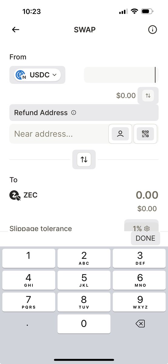 disk0x's tweet image. Only swap ⁦@zashi_app⁩ ? My guess is if there is ‘deposit’ button it will increase adoption? ⁦@zooko⁩
