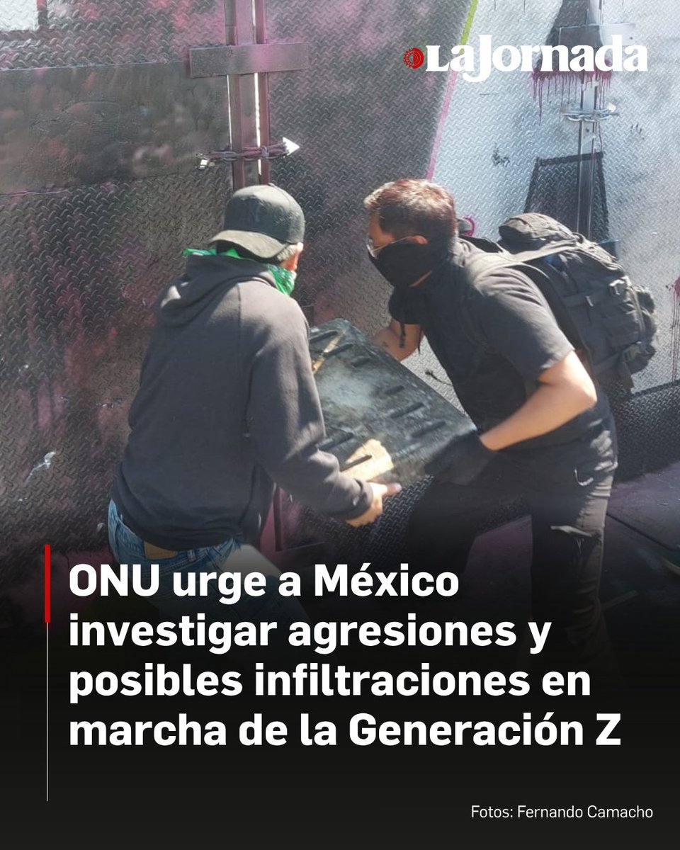 lajornadaonline's tweet image. Ante los hechos violentos ocurridos durante la marcha de la Generación Z el pasado sábado en diversos estados del país, la relatora especial de las Naciones Unidas sobre el derecho a la libertad de reunión pacífica y de asociación, urgió al gobierno mexicano a investigar los