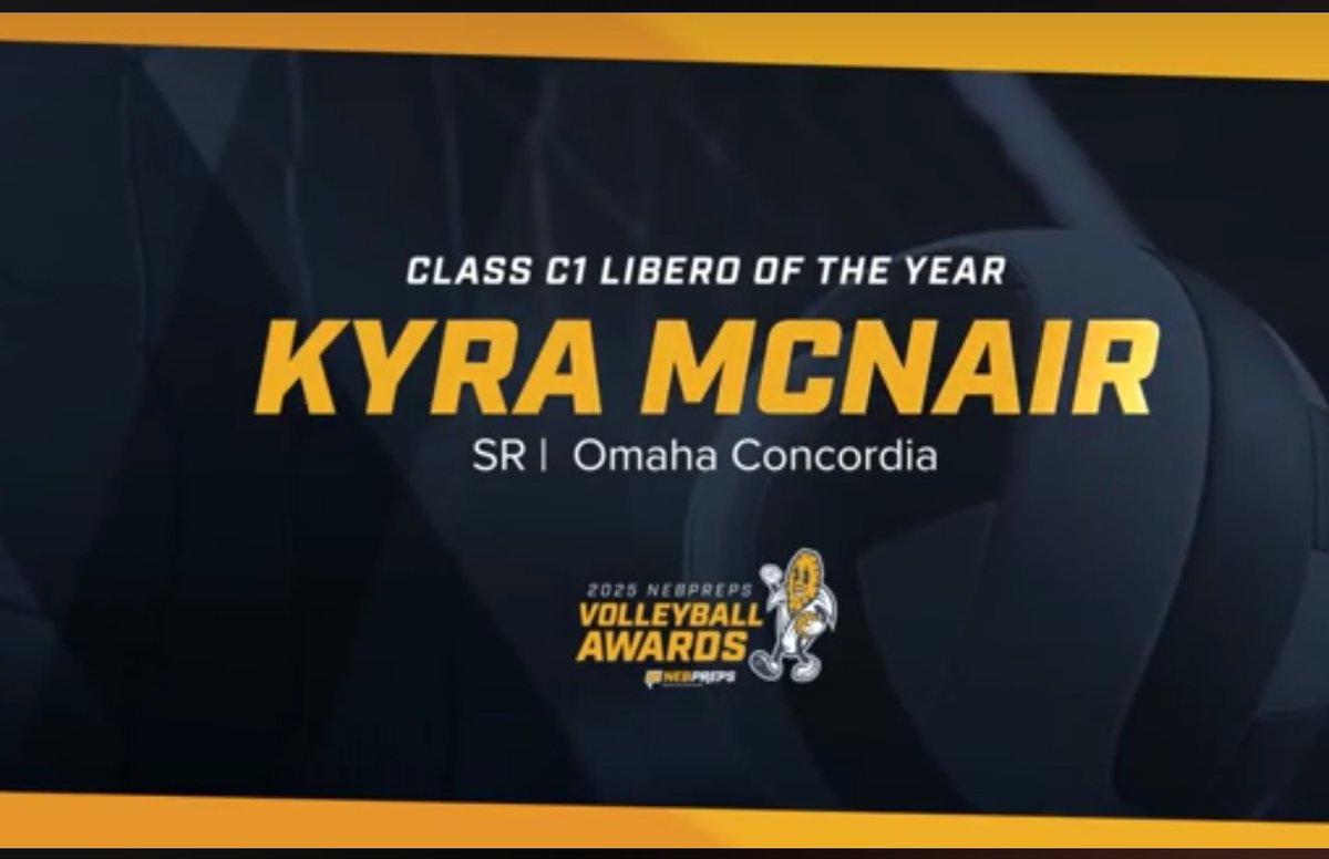 🚨 Kyra McNair named Libero of the Year in Class C1 ❤️🏐💪🪏
<a href="/THEnebpreps/">nebpreps</a> 
<a href="/PrepDig_NE/">Prep Dig Nebraska</a>
