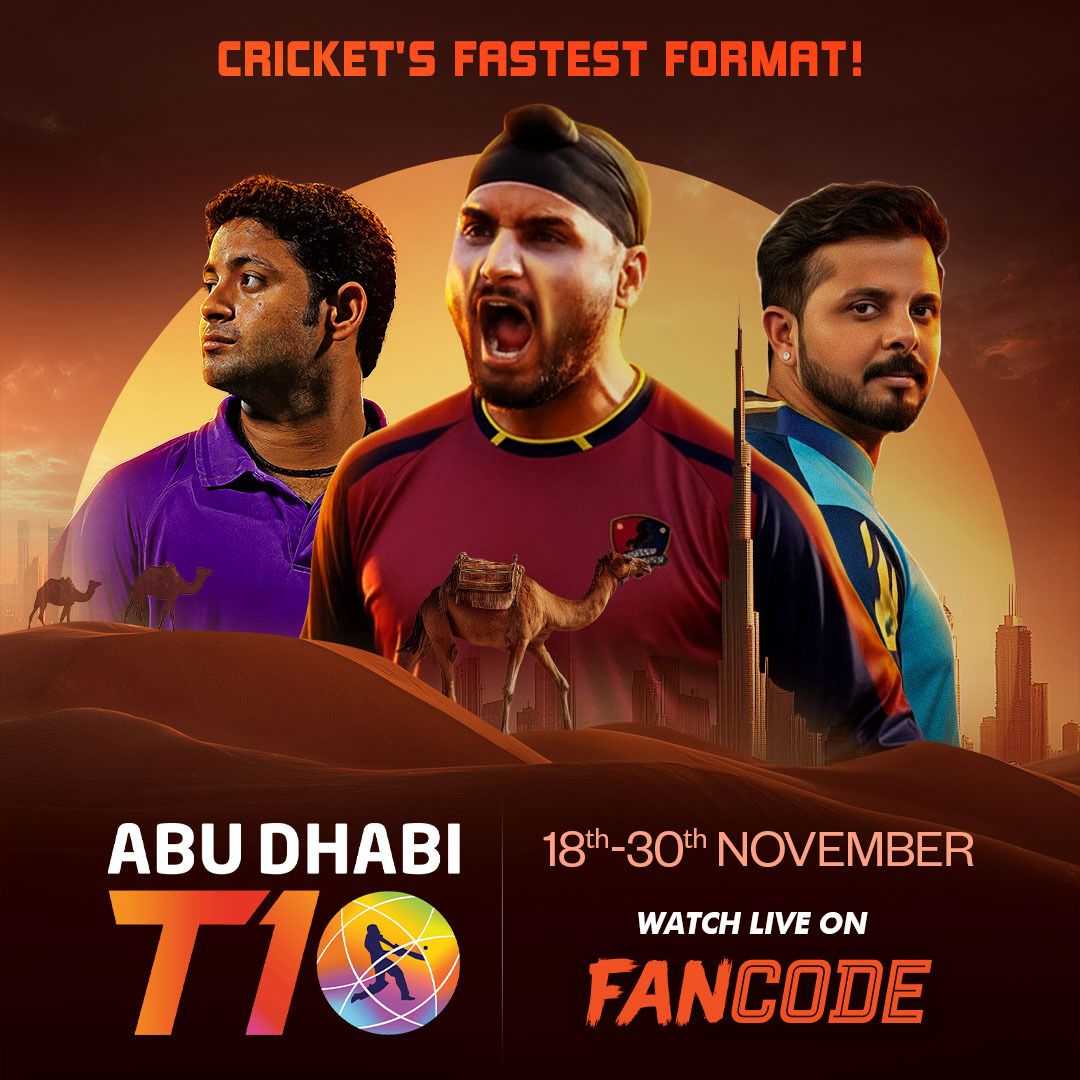 The Abu Dhabi T10 gets an Indian flavour this season with Harbhajan, Sreesanth, Murali Vijay and Piyush Chawla set to light up Zayed Stadium.

Live on FanCode - fancode.onelink.me/tTJR/bwgw7lop
#AbuDhabiT10OnFanCode