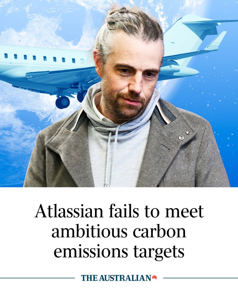 australian's tweet image. Atlassian’s business travel emissions have hit 39,297 tonnes – nearly triple their target – despite the company’s aggressive campaign urging others to reduce their carbon footprint. Find out more: bit.ly/4peJhIj