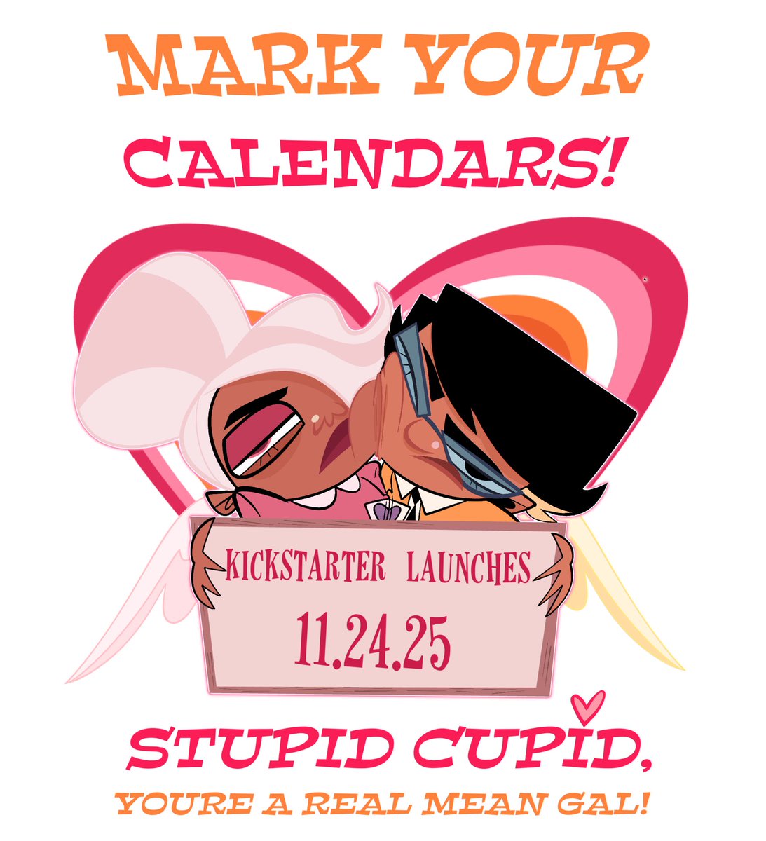 SURPRISE! 

Love toxic lesbians? Love 2000s cartoon nostalgia? Love chaotic &amp; quirky romcoms in office settings? 

Well, mark your calendars because STUPID CUPID, YOU’RE A REAL MEAN GAL’s kickstarter is launching NEXT WEEK! 

#IndieAnimation #AdultAnimation #OCs