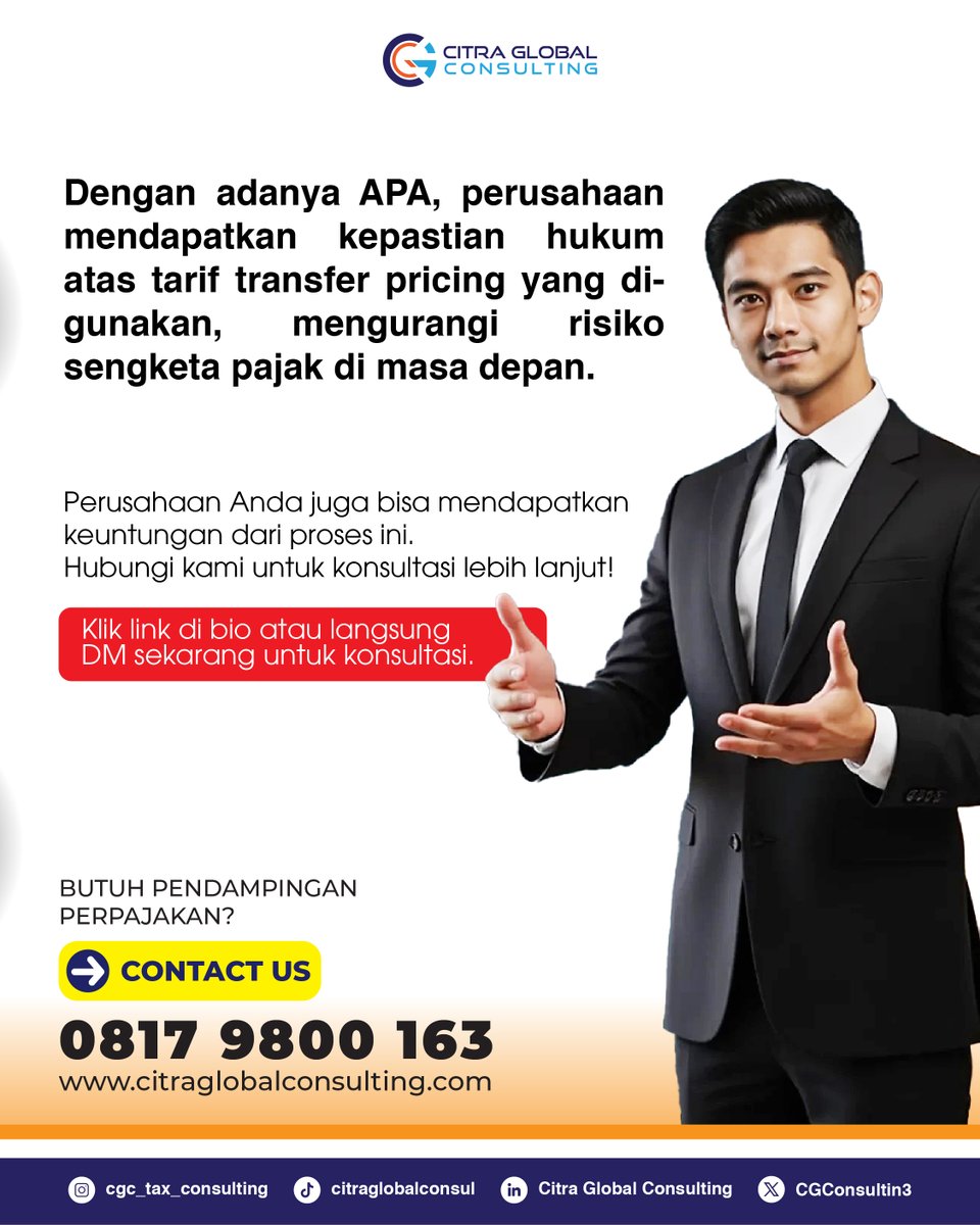 CGConsulting3's tweet image. Proses APA itu panjang, tapi hasilnya bisa jadi game changer. 
Lewat studi kasus APA, banyak perusahaan berhasil mengamankan tarif yang adil dan mengurangi sengketa. 

Mau lihat contoh APA pajak dan rahasia di balik keberhasilan advance pricing agreement?
#APA #TransferPricing