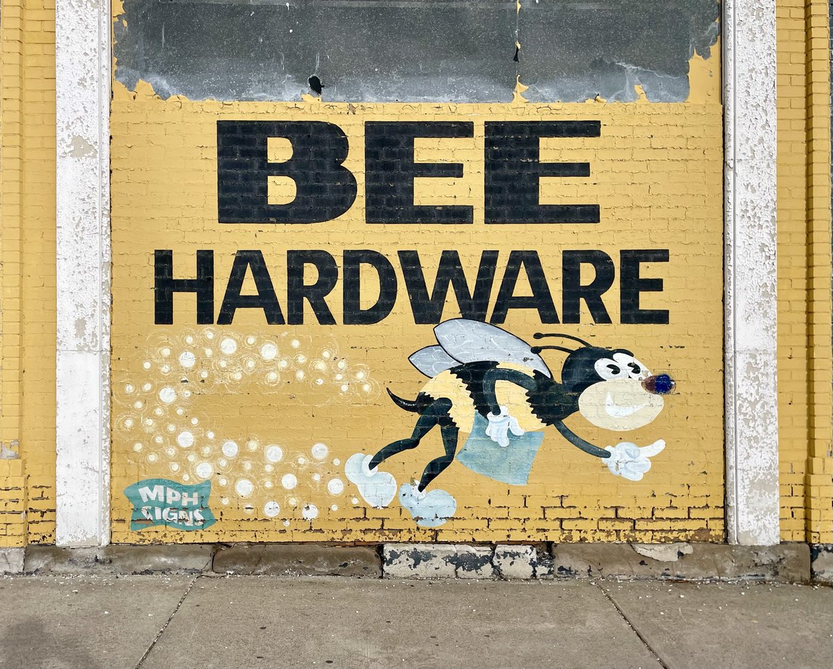 JoshLipnik's tweet photo. Hand-painted signs for the former Busy Bee Hardware in Detroit, MI https://t.co/kQBB9a9zyN