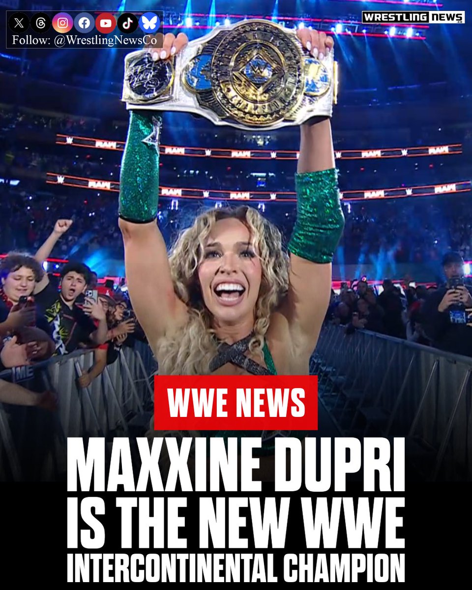 WrestlingNewsCo's tweet image. Maxxine Dupri is the new WWE Intercontinental Champion! #WWERaw